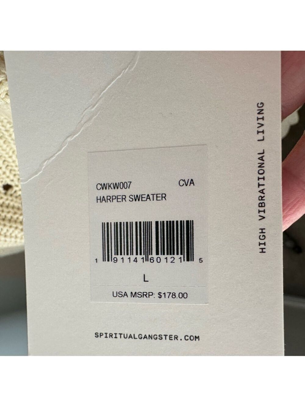 Spiritual Gangster Cream Cotton Cashmere Harper Women’s Cropped Sweater Size L - Picture 6 of 10